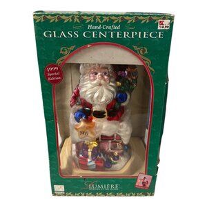 1999 Lumière Glass Santa Centerpiece Ornament The Brass Key Hand Painted Vintage